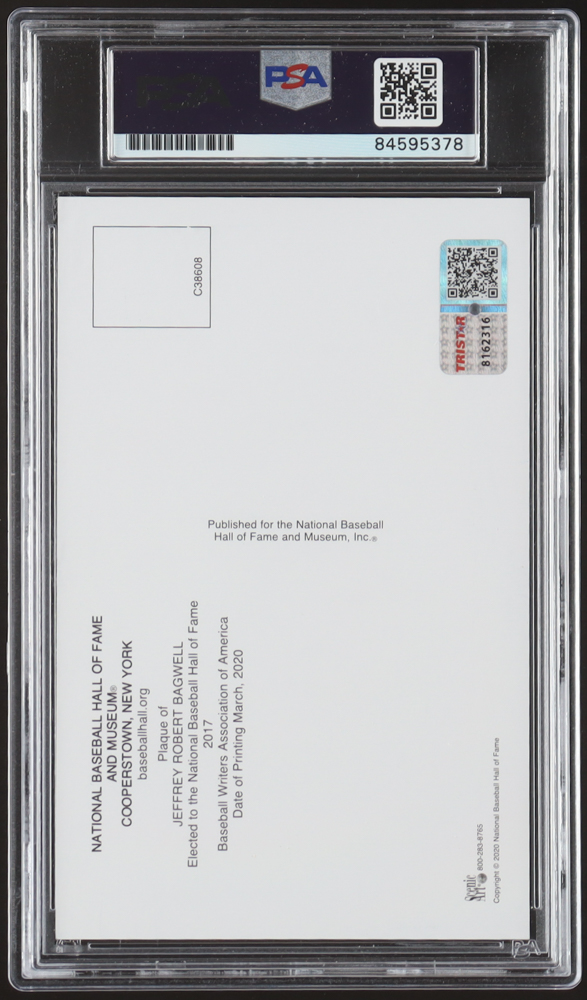 Jeff Bagwell Signed Hall Of Fame Plaque Postcard (TriStar & PSA) at PristineAuction.com Jeff Bagwell Signed Hall Of Fame Plaque Postcard (TriStar & PSA) at PristineAuction.com