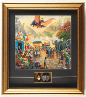 Thomas Kinkade "Dumbo the Flying Elephant" Custom Framed Print Display with (2) 1960 Dumbo Figurines at PristineAuction.com