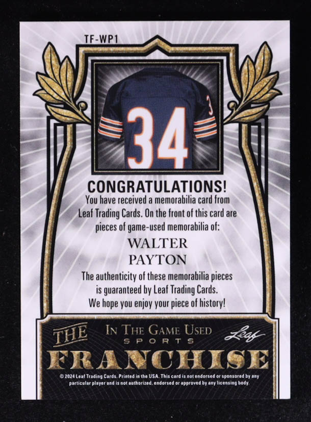 Walter Payton 2024 Leaf ITG Used Sports The Franchise Red Triple Swatch #TFWP1 #4/4 at PristineAuction.com Walter Payton 2024 Leaf ITG Used Sports The Franchise Red Triple Swatch #TFWP1 #4/4 at PristineAuction.com