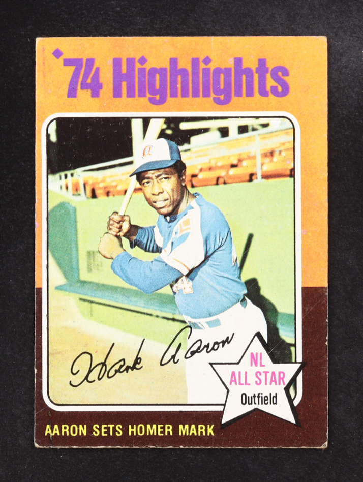 Hank Aaron 1975 Topps #1 HL / Sets Homer Mark at PristineAuction.com Hank Aaron 1975 Topps #1 HL / Sets Homer Mark at PristineAuction.com