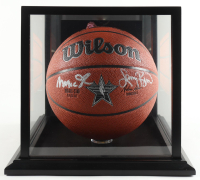 Magic Johnson & Larry Bird Signed NBA Silver All-Star Logo Basketball with Display Case (Beckett & PSA) at PristineAuction.com