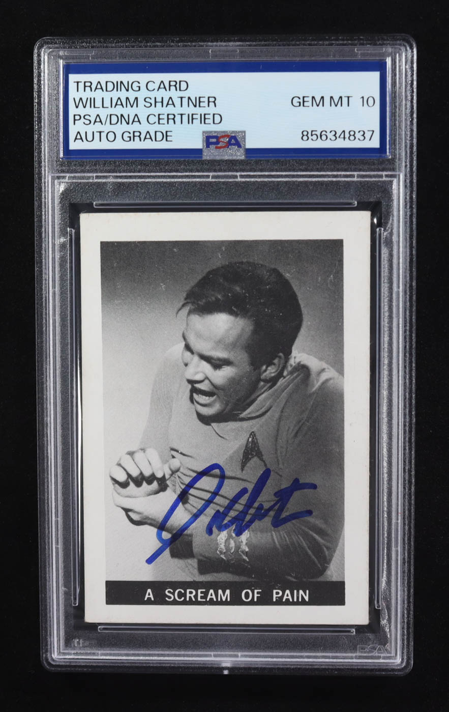 William Shatner Signed 1967 Leaf Star Trek #46 (PSA | Auto 10) at PristineAuction.com William Shatner Signed 1967 Leaf Star Trek #46 (PSA | Auto 10) at PristineAuction.com