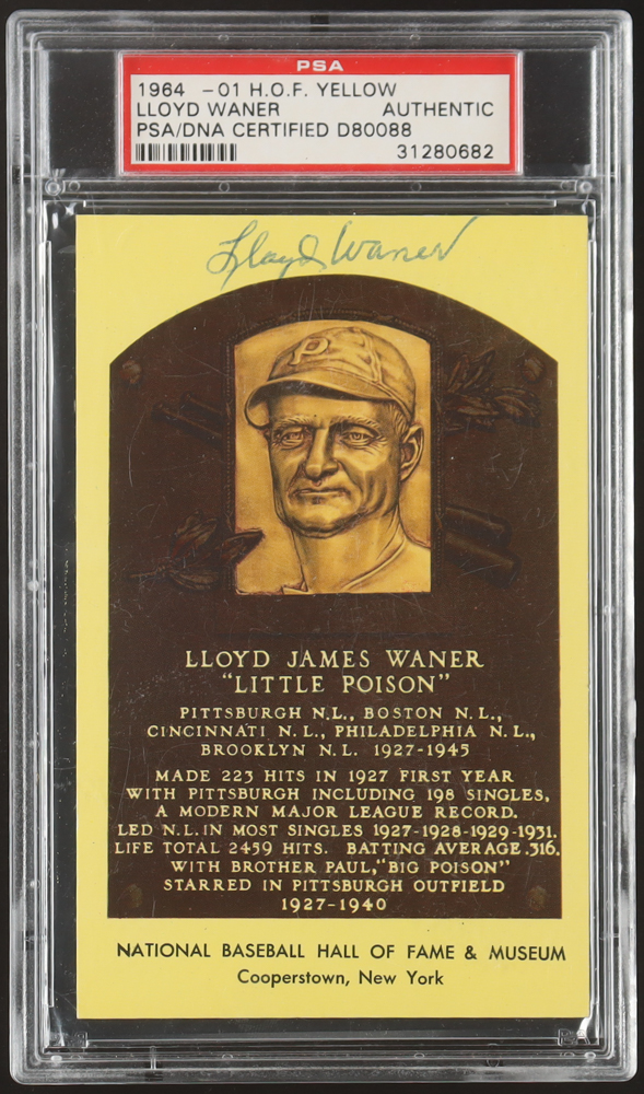 Lloyd Waner Signed Hall Of Fame Plaque Postcard (PSA) at PristineAuction.com Lloyd Waner Signed Hall Of Fame Plaque Postcard (PSA) at PristineAuction.com