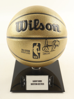 Larry Bird Signed NBA Gold Edition Basketball with Name Plaque (PSA) at PristineAuction.com