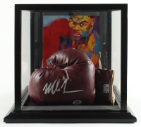 Mike Tyson Signed Vintage 1960 Pair of Spalding Boxing Gloves in Wood Display Case with Art Print (Tyson & PSA) at PristineAuction.com