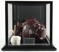 Mike Tyson Signed Vintage Pair of Everlast 'Jack Dempsey' Boxing Gloves in Wood Display Case with Everlast Wrist Wraps (Tyson & PSA) at PristineAuction.com
