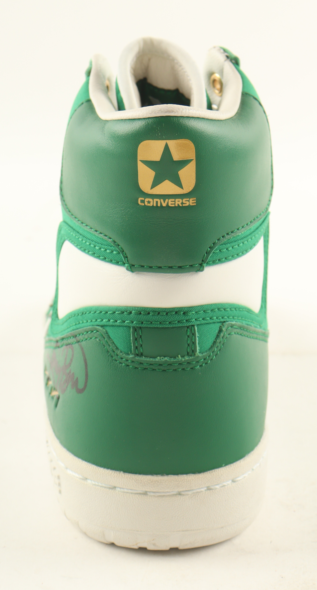 Larry Bird Signed Converse Boston Celtics 1984 Championship Basketball Shoe With Name Plaque Display Stand (PSA) at PristineAuction.com Larry Bird Signed Converse Boston Celtics 1984 Championship Basketball Shoe With Name Plaque Display Stand (PSA) at PristineAuction.com