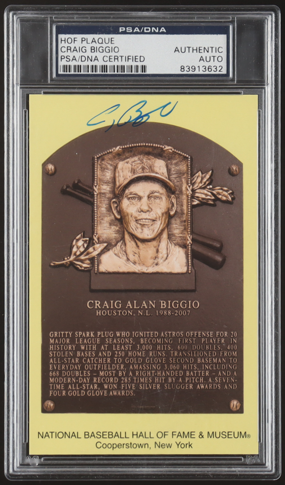 Craig Biggio Signed Hall Of Fame Plaque Postcard (PSA) at PristineAuction.com Craig Biggio Signed Hall Of Fame Plaque Postcard (PSA) at PristineAuction.com