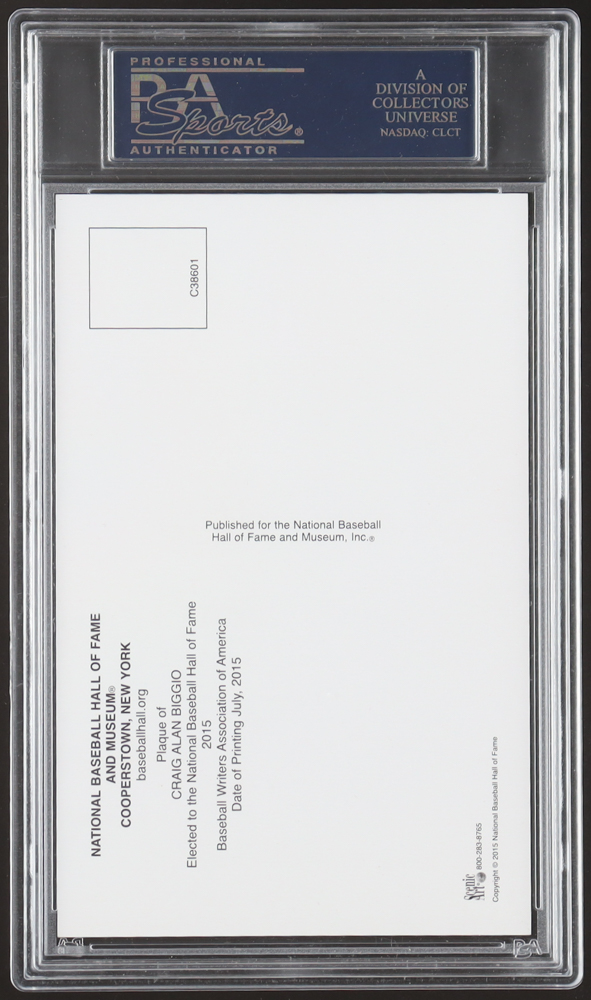 Craig Biggio Signed Hall Of Fame Plaque Postcard (PSA) at PristineAuction.com Craig Biggio Signed Hall Of Fame Plaque Postcard (PSA) at PristineAuction.com