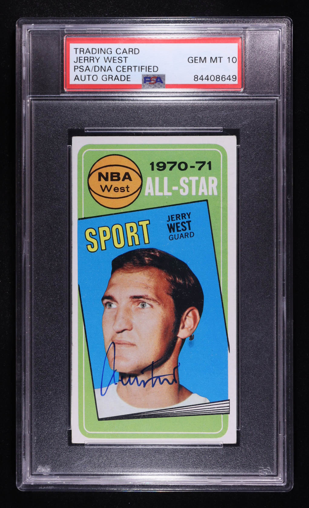 Jerry West Signed 1970-71 Topps #107 Jumbo AS (PSA | Auto Grade PSA 10) at PristineAuction.com Jerry West Signed 1970-71 Topps #107 Jumbo AS (PSA | Auto Grade PSA 10) at PristineAuction.com