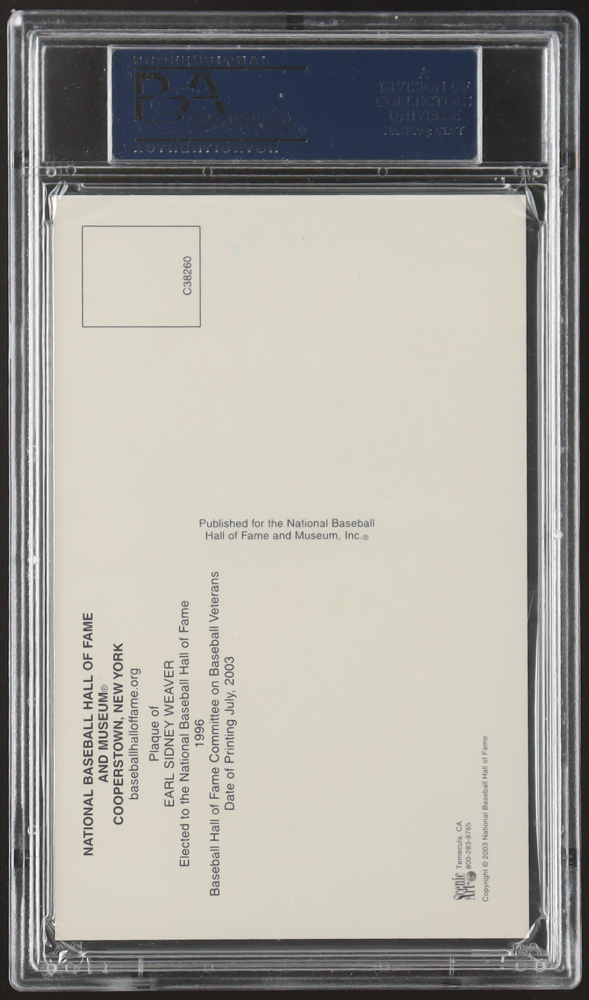 Earl Weaver Signed Hall Of Fame Plaque Postcard (PSA) at PristineAuction.com Earl Weaver Signed Hall Of Fame Plaque Postcard (PSA) at PristineAuction.com