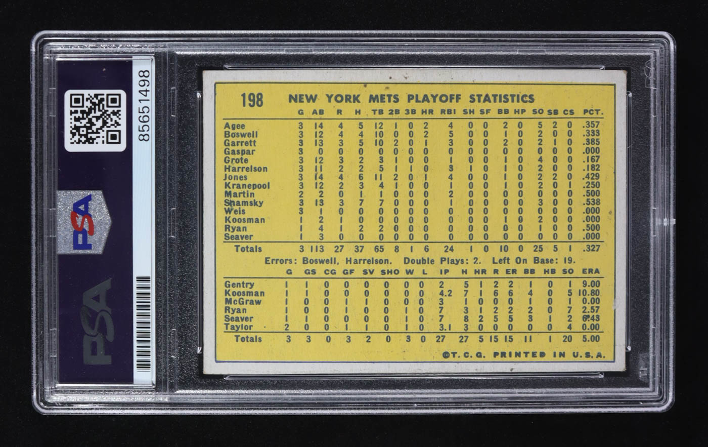 Nolan Ryan Signed 1970 Topps #198 NL Playoff Summary / Mets Celebrate w / Nolan Ryan Inscribed "Miracle Mets" (PSA | Auto 10) at PristineAuction.com Nolan Ryan Signed 1970 Topps #198 NL Playoff Summary / Mets Celebrate w / Nolan Ryan Inscribed "Miracle Mets" (PSA | Auto 10) at PristineAuction.com