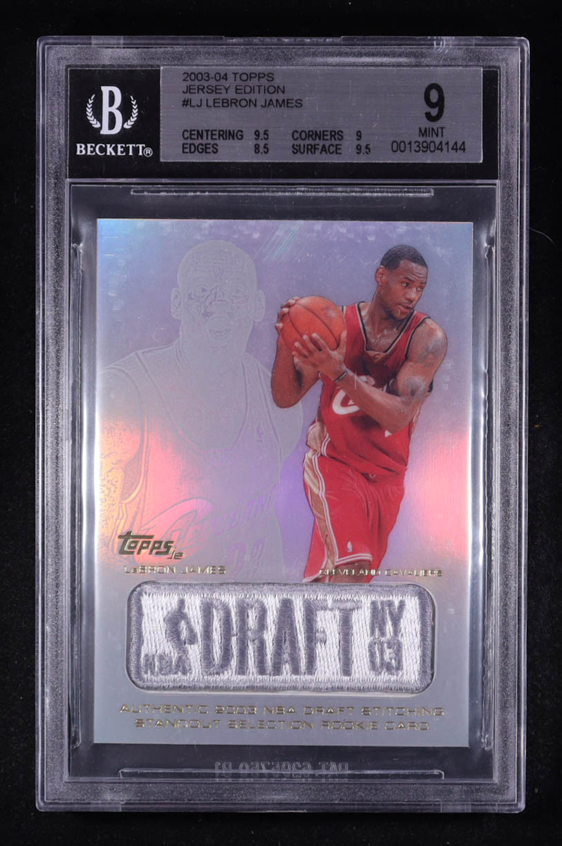 LeBron James 2003-04 Topps Jersey Edition #LJ SS RC (Beckett 9) at PristineAuction.com LeBron James 2003-04 Topps Jersey Edition #LJ SS RC (Beckett 9) at PristineAuction.com