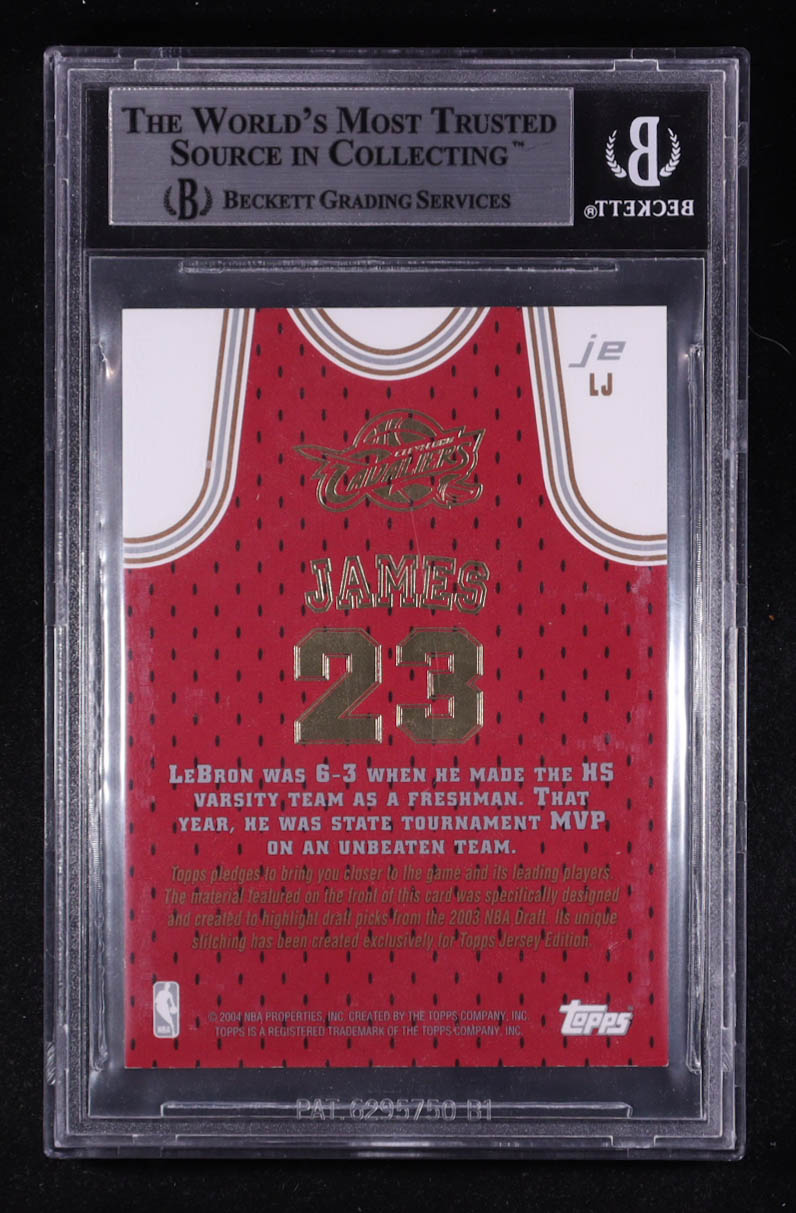 LeBron James 2003-04 Topps Jersey Edition #LJ SS RC (Beckett 9) at PristineAuction.com LeBron James 2003-04 Topps Jersey Edition #LJ SS RC (Beckett 9) at PristineAuction.com