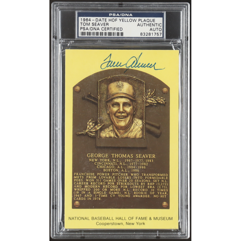 Tom Seaver Signed Hall Of Fame Plaque Postcard (PSA) at PristineAuction.com