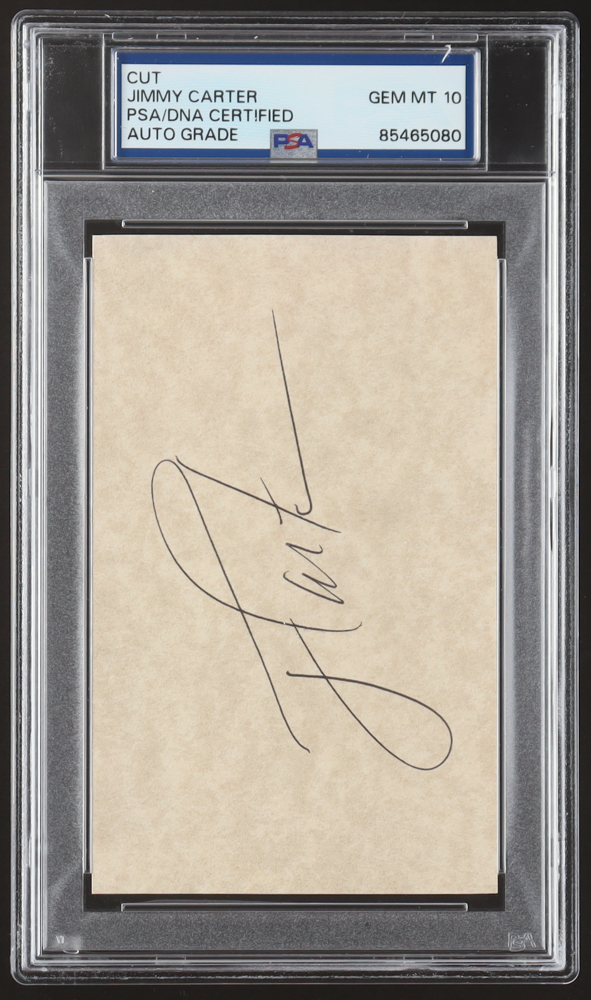 Jimmy Carter Signed Cut (PSA | Auto 10) at PristineAuction.com Jimmy Carter Signed Cut (PSA | Auto 10) at PristineAuction.com
