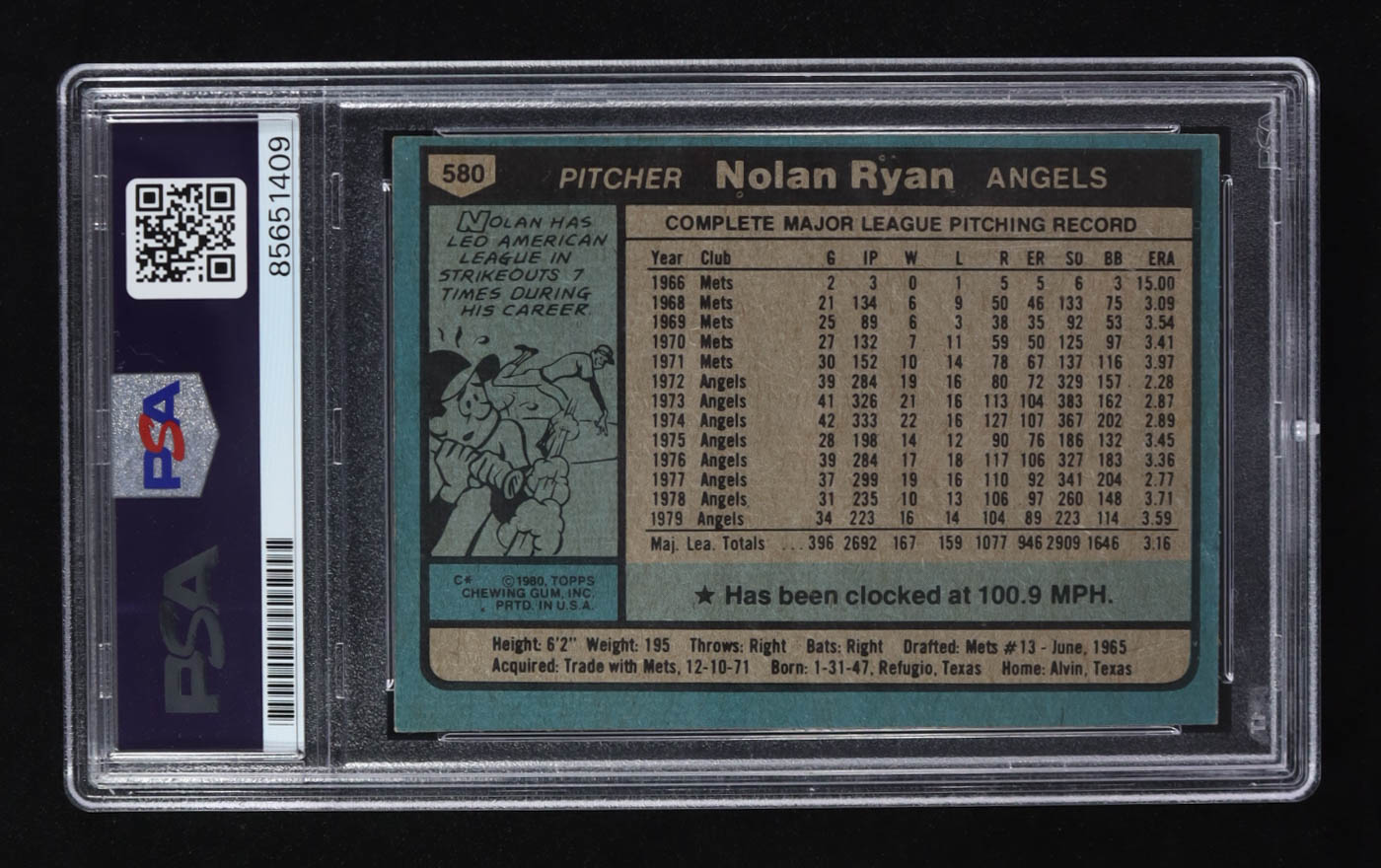 Nolan Ryan Signed 1980 Topps #580 (PSA | Auto 10) at PristineAuction.com Nolan Ryan Signed 1980 Topps #580 (PSA | Auto 10) at PristineAuction.com