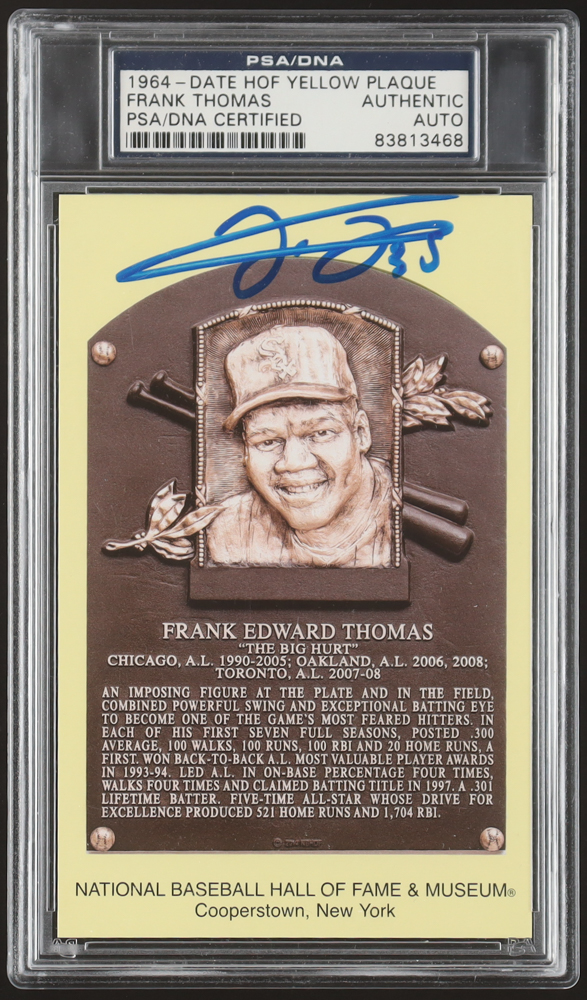 Frank Thomas Signed Hall Of Fame Plaque Postcard (PSA) at PristineAuction.com Frank Thomas Signed Hall Of Fame Plaque Postcard (PSA) at PristineAuction.com