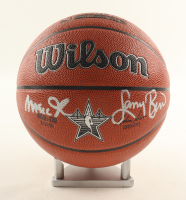 Magic Johnson & Larry Bird Signed NBA 2025 All-Star Basketball with Silver Wood Stand (Beckett & PSA) at PristineAuction.com