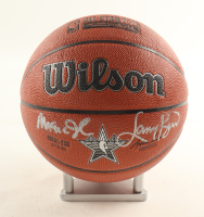 Magic Johnson & Larry Bird Signed NBA 2025 All-Star Basketball with Silver Wood Stand (Beckett & PSA) at PristineAuction.com