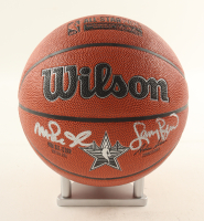 Magic Johnson & Larry Bird Signed NBA 2025 All-Star Basketball with Silver Wood Stand (Beckett & PSA) at PristineAuction.com