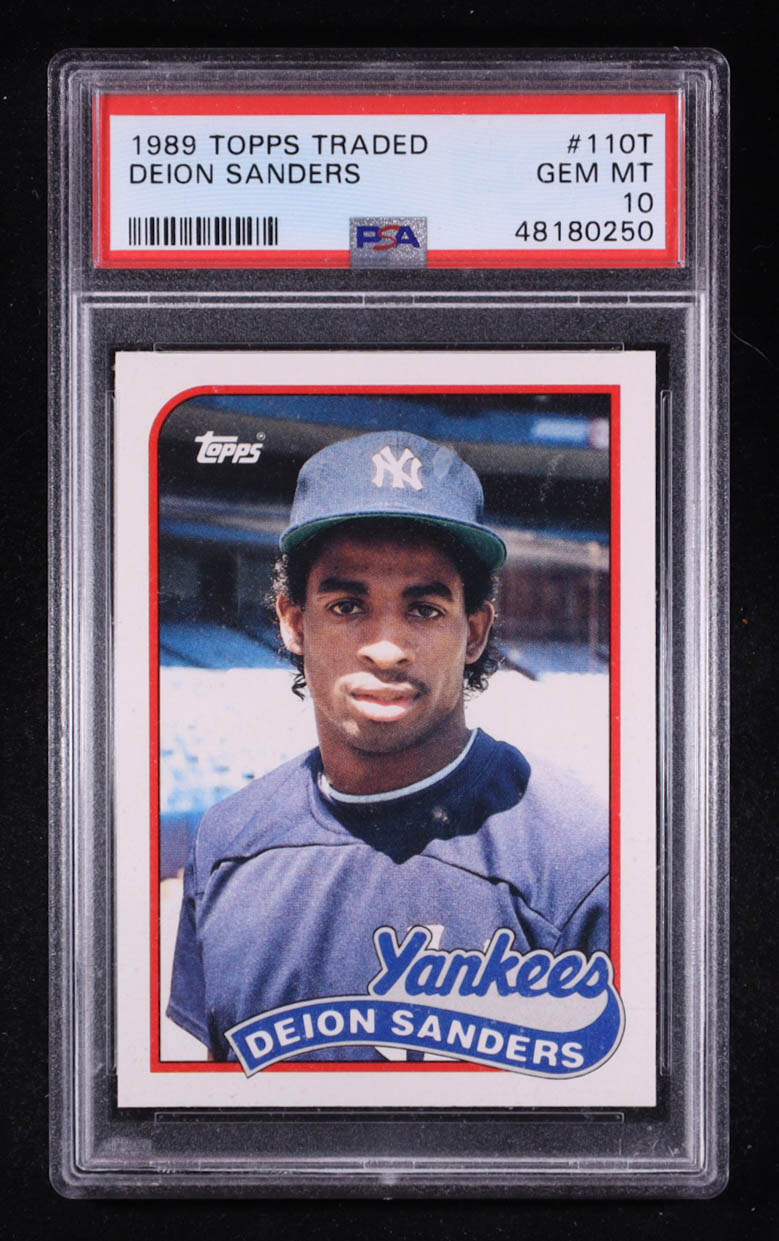Deion Sanders 1989 Topps Traded #110T RC (PSA 10) at PristineAuction.com Deion Sanders 1989 Topps Traded #110T RC (PSA 10) at PristineAuction.com