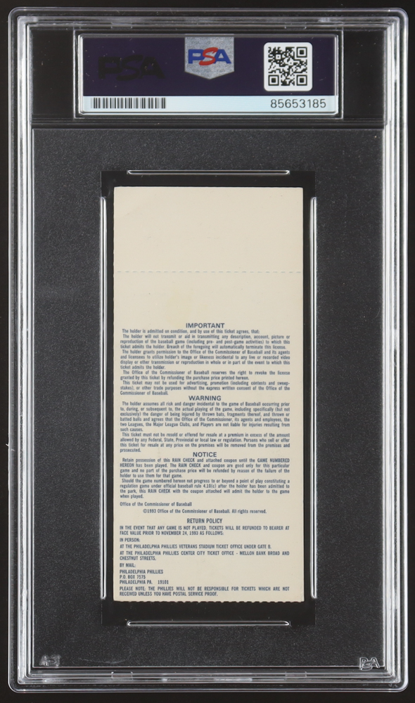 Nolan Ryan Signed 1993 Original World Series Ticket (PSA | Autograph Graded PSA 10) at PristineAuction.com Nolan Ryan Signed 1993 Original World Series Ticket (PSA | Autograph Graded PSA 10) at PristineAuction.com