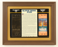 1989 Commemorative Super Bowl XXIII Card with Commemorative 22KT Gold Ticket Custom Framed Display at PristineAuction.com