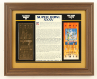 Super Bowl XXXV Commemorative Custom Framed Score Card 23KT Gold Ticket Display at PristineAuction.com