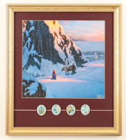 Thomas Kinkade "Frozen" Custom Framed Print Display with (4) Character Movie Pin Set at PristineAuction.com
