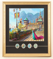 Thomas Kinkade "Frozen" Custom Framed Print Display with (4) Character Movie Pin Set at PristineAuction.com
