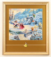 Thomas Kinkade Walt Disney's "Beauty & The Beast" Custom Framed Print Display with Belle Pin at PristineAuction.com