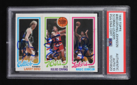 Magic Johnson, Juluis Erving & Larry Bird Signed 1980-81 Topps #6 RC (PSA | Auto 10) at PristineAuction.com