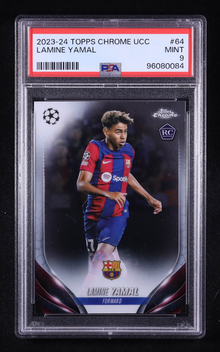 Lamine Yamal 2023-24 Topps Chrome UEFA Club Competitions #64 RC (PSA 9) at PristineAuction.com Lamine Yamal 2023-24 Topps Chrome UEFA Club Competitions #64 RC (PSA 9) at PristineAuction.com