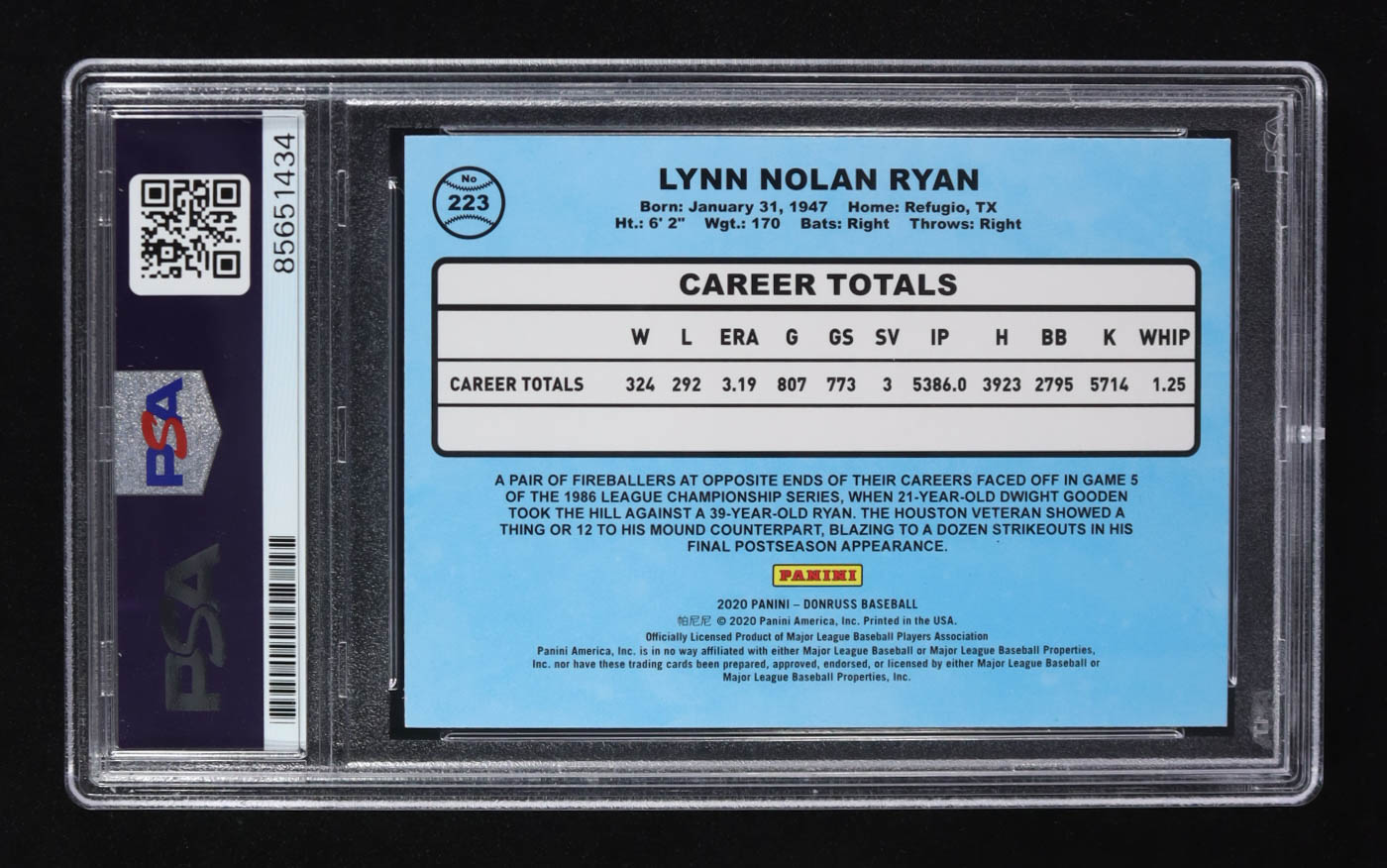 Nolan Ryan Signed 2020 Donruss Holo Red Retro #223 (PSA | Auto 10) at PristineAuction.com Nolan Ryan Signed 2020 Donruss Holo Red Retro #223 (PSA | Auto 10) at PristineAuction.com