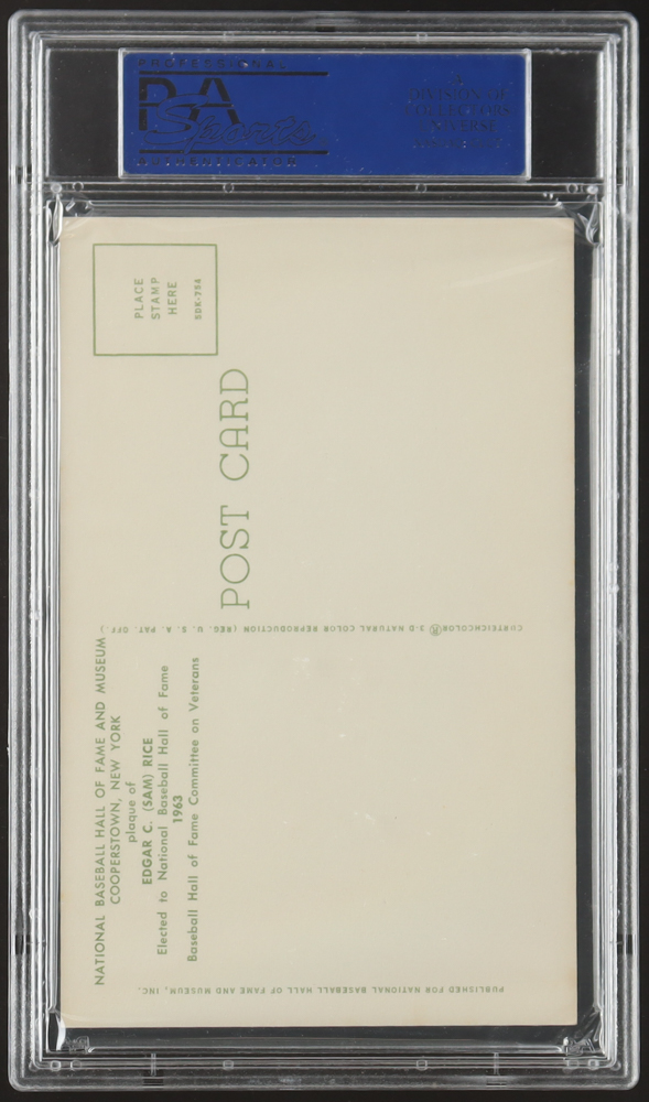 Sam Rice Signed Hall Of Fame Plaque Postcard (PSA 6) at PristineAuction.com Sam Rice Signed Hall Of Fame Plaque Postcard (PSA 6) at PristineAuction.com