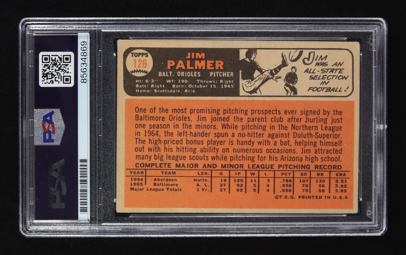 Jim Palmer Signed 1966 Topps #126 RC (PSA | Auto 10) at PristineAuction.com Jim Palmer Signed 1966 Topps #126 RC (PSA | Auto 10) at PristineAuction.com