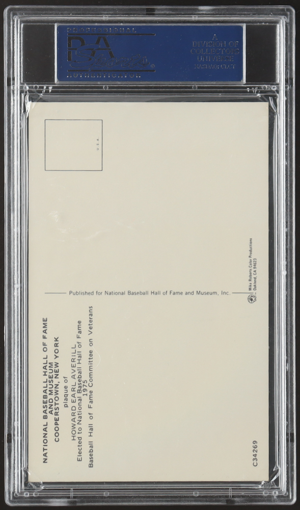 Earl Averill Signed Hall Of Fame Plaque Postcard (PSA) at PristineAuction.com Earl Averill Signed Hall Of Fame Plaque Postcard (PSA) at PristineAuction.com