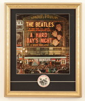The Beatles Custom Framed "A Hard Day's Night" Movie Poster Print Display With Vintage 1965 Movie Opening Pin at PristineAuction.com