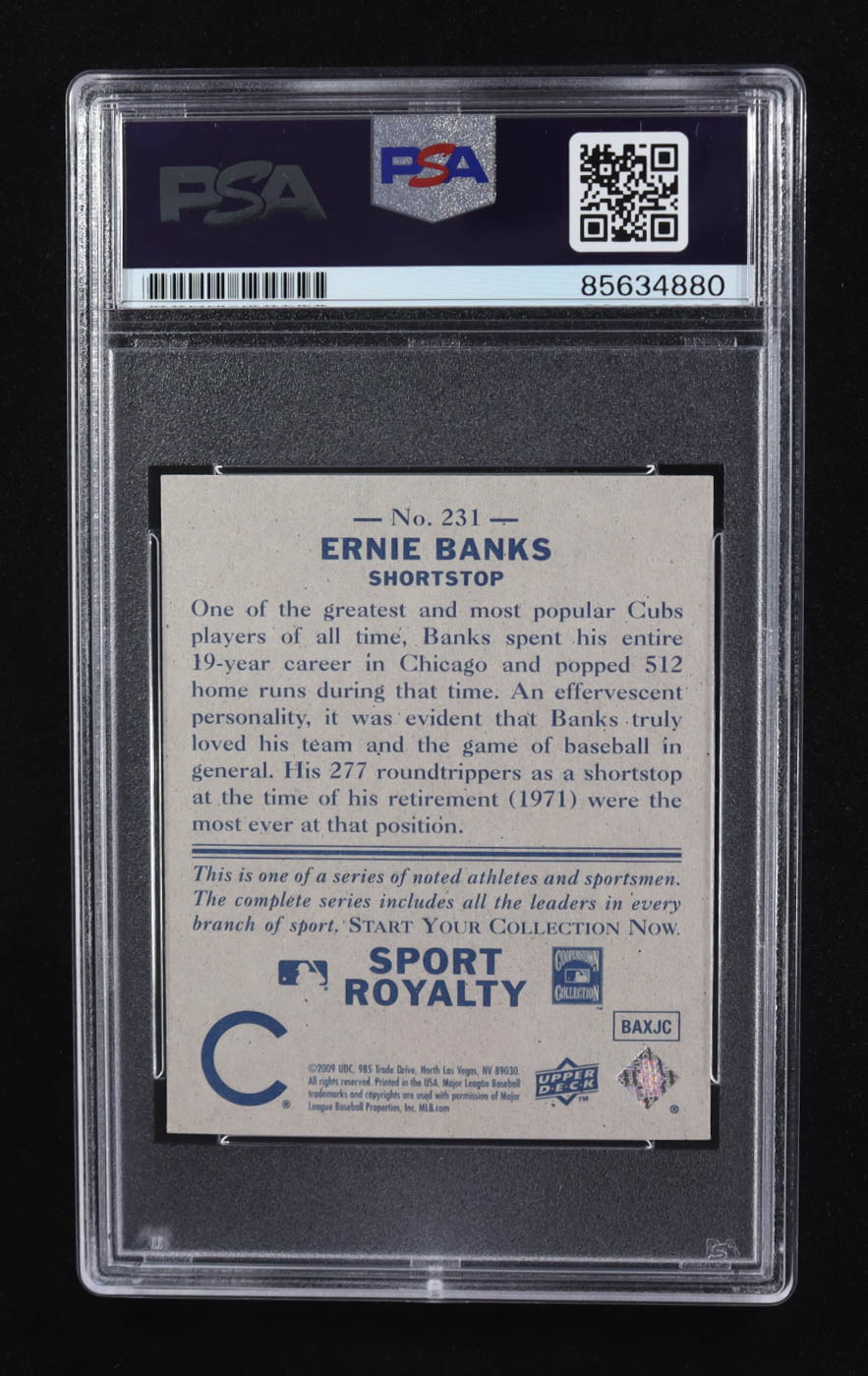Ernie Banks Signed 2009 Upper Deck Goudey Mini Navy Blue Back #231 (PSA | Auto 10) at PristineAuction.com Ernie Banks Signed 2009 Upper Deck Goudey Mini Navy Blue Back #231 (PSA | Auto 10) at PristineAuction.com