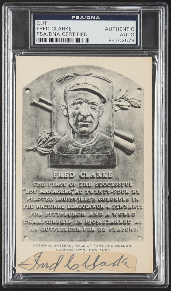 Fred Clarke Signed Cut on Hall of Fame Plaque Postcard (PSA) at PristineAuction.com Fred Clarke Signed Cut on Hall of Fame Plaque Postcard (PSA) at PristineAuction.com