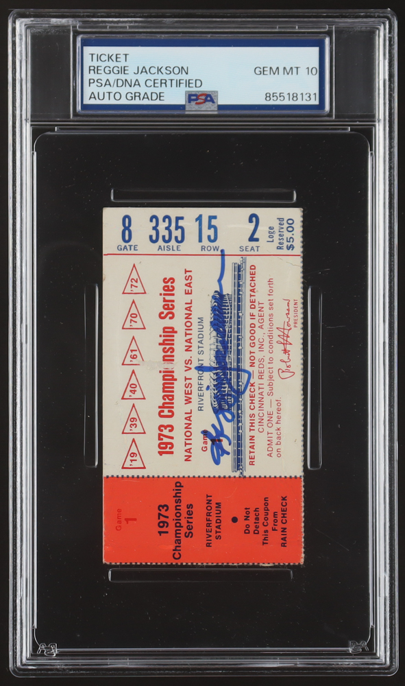 Reggie Jackson Signed 1973 Championship Playoffs Ticket (PSA | Autograph Graded PSA 10) at PristineAuction.com Reggie Jackson Signed 1973 Championship Playoffs Ticket (PSA | Autograph Graded PSA 10) at PristineAuction.com
