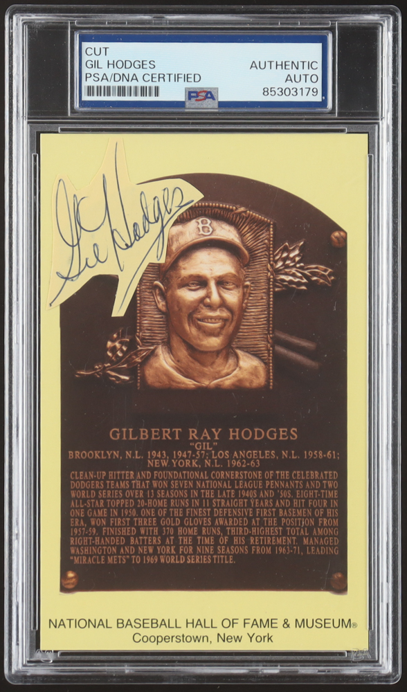 Gil Hodges Signed Cut on Hall of Fame Plaque Postcard (PSA) at PristineAuction.com Gil Hodges Signed Cut on Hall of Fame Plaque Postcard (PSA) at PristineAuction.com