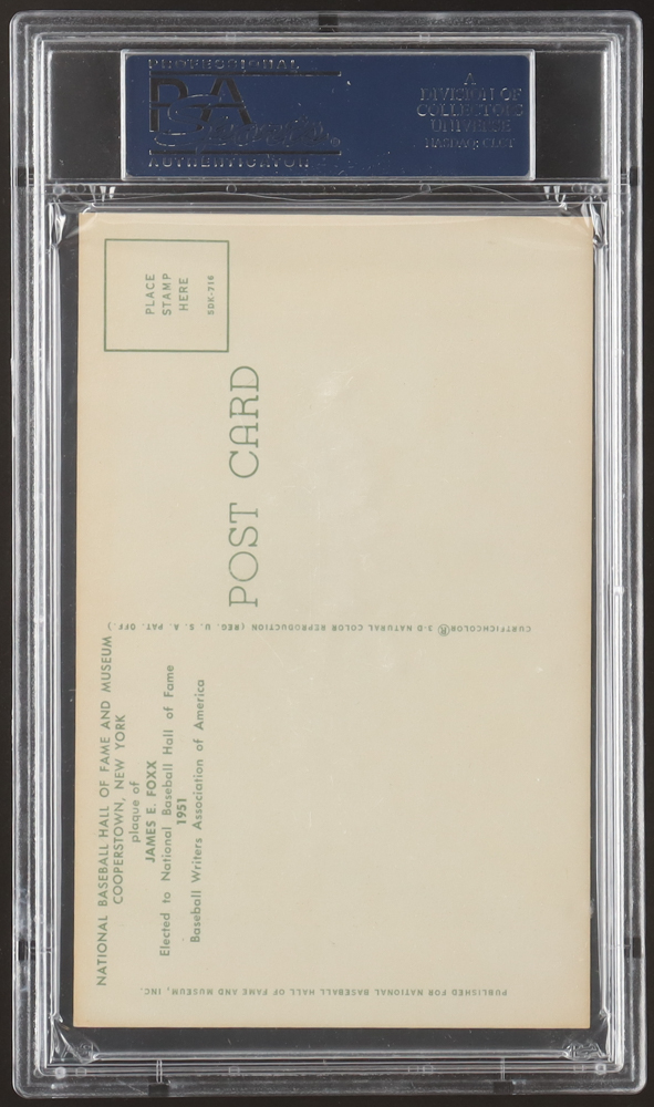 Jimmie Foxx Signed Cut on Hall of Fame Plaque Postcard (PSA) at PristineAuction.com Jimmie Foxx Signed Cut on Hall of Fame Plaque Postcard (PSA) at PristineAuction.com