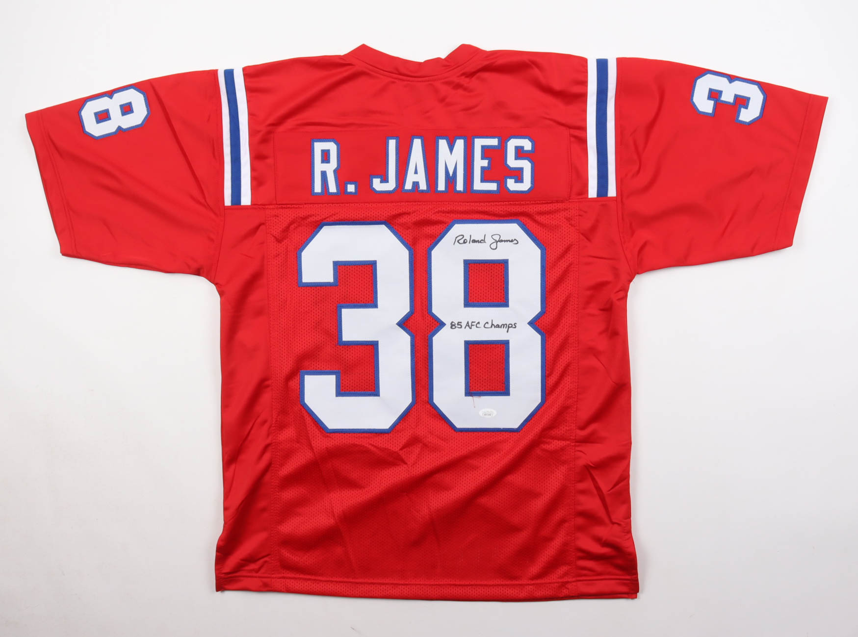 Roland James Signed Jersey Inscribed "85 AFC Champs" (JSA) at PristineAuction.com Roland James Signed Jersey Inscribed "85 AFC Champs" (JSA) at PristineAuction.com