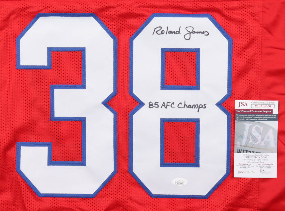 Roland James Signed Jersey Inscribed "85 AFC Champs" (JSA) at PristineAuction.com Roland James Signed Jersey Inscribed "85 AFC Champs" (JSA) at PristineAuction.com