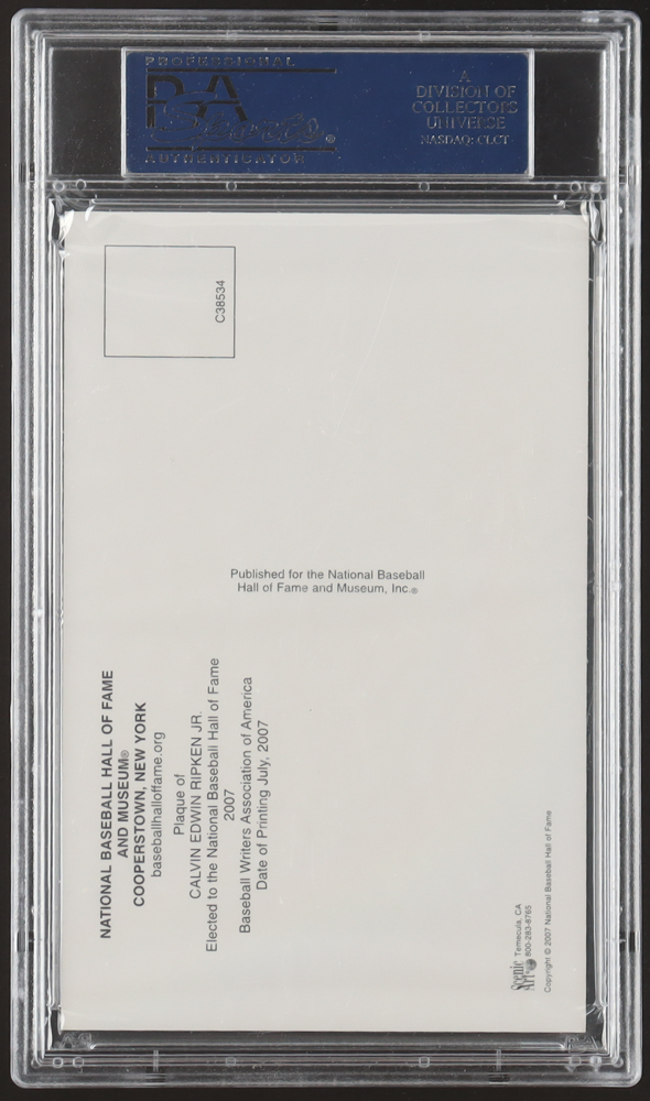 Cal Ripken Jr. Signed Cut on Hall of Fame Plaque Postcard (PSA 10) at PristineAuction.com Cal Ripken Jr. Signed Cut on Hall of Fame Plaque Postcard (PSA 10) at PristineAuction.com