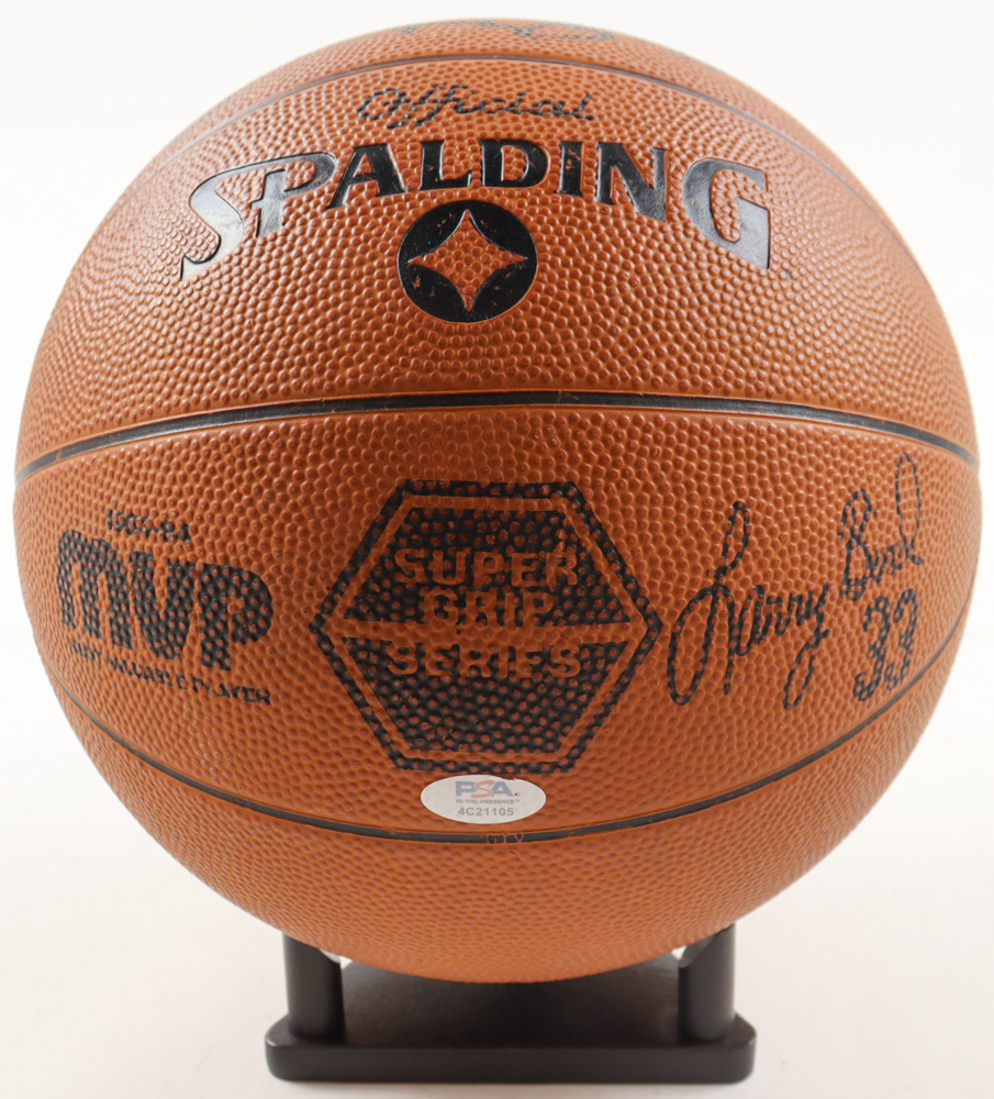 Larry Bird Signed Vintage 1987 Larry Bird Basketball With Display Stand (PSA) at PristineAuction.com Larry Bird Signed Vintage 1987 Larry Bird Basketball With Display Stand (PSA) at PristineAuction.com