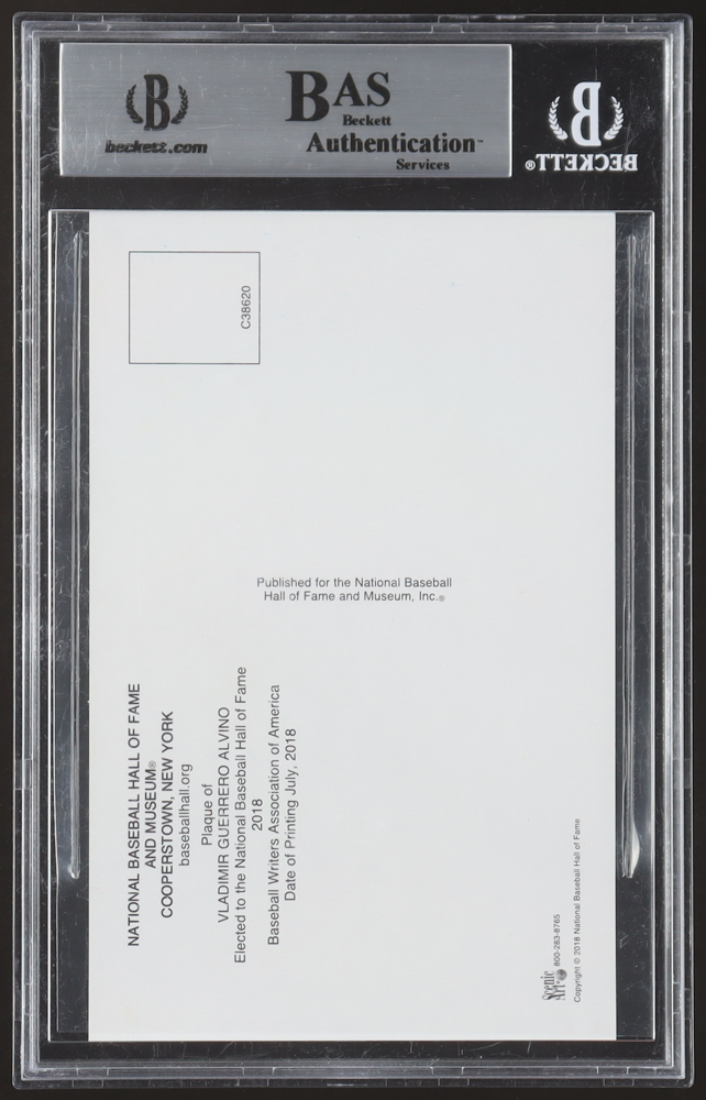 Vladimir Guerrero Signed Hall Of Fame Plaque Postcard (BAS) at PristineAuction.com Vladimir Guerrero Signed Hall Of Fame Plaque Postcard (BAS) at PristineAuction.com