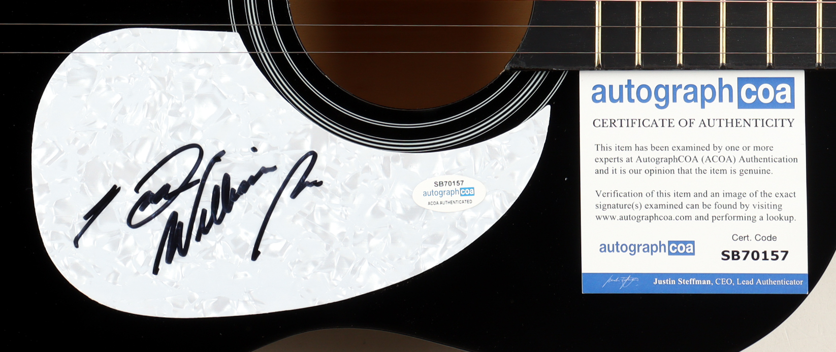 Hank Williams Jr. Signed 38" Acoustic Guitar (ACOA) at PristineAuction.com Hank Williams Jr. Signed 38" Acoustic Guitar (ACOA) at PristineAuction.com